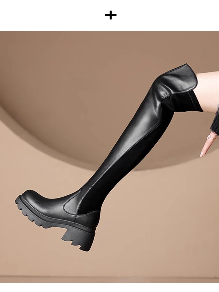 

Women's Rubber Boots Female Shoes Sexy Thigh High Heels High Sexy Plush Round Toe Winter Footwear Zipper Boots-Women Rain Lolita