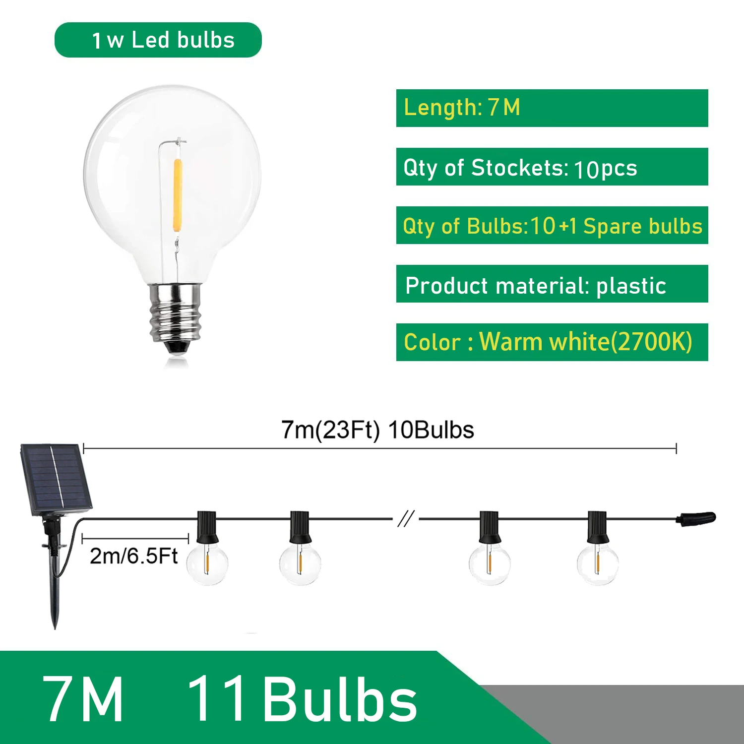Topdii Girlande Solar LED Globe G40 String Licht Fee Outdoor Für Weihnachten Party Garten Dekorative Girlande Lampe Straße Terrasse Hinterhof 3