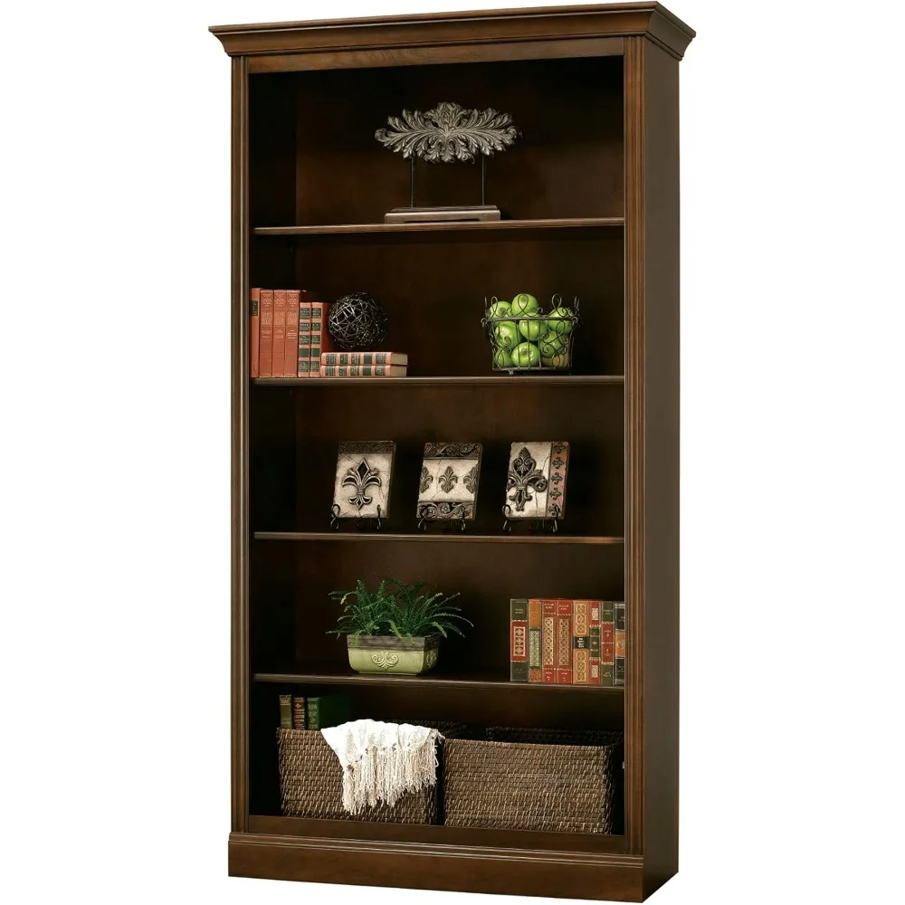 Oxford Center Wood Bookcase 920-000 – Saratoga Cherry Finish, Vertical Home Décor, Four Wood Shelves, Five Level Display Case