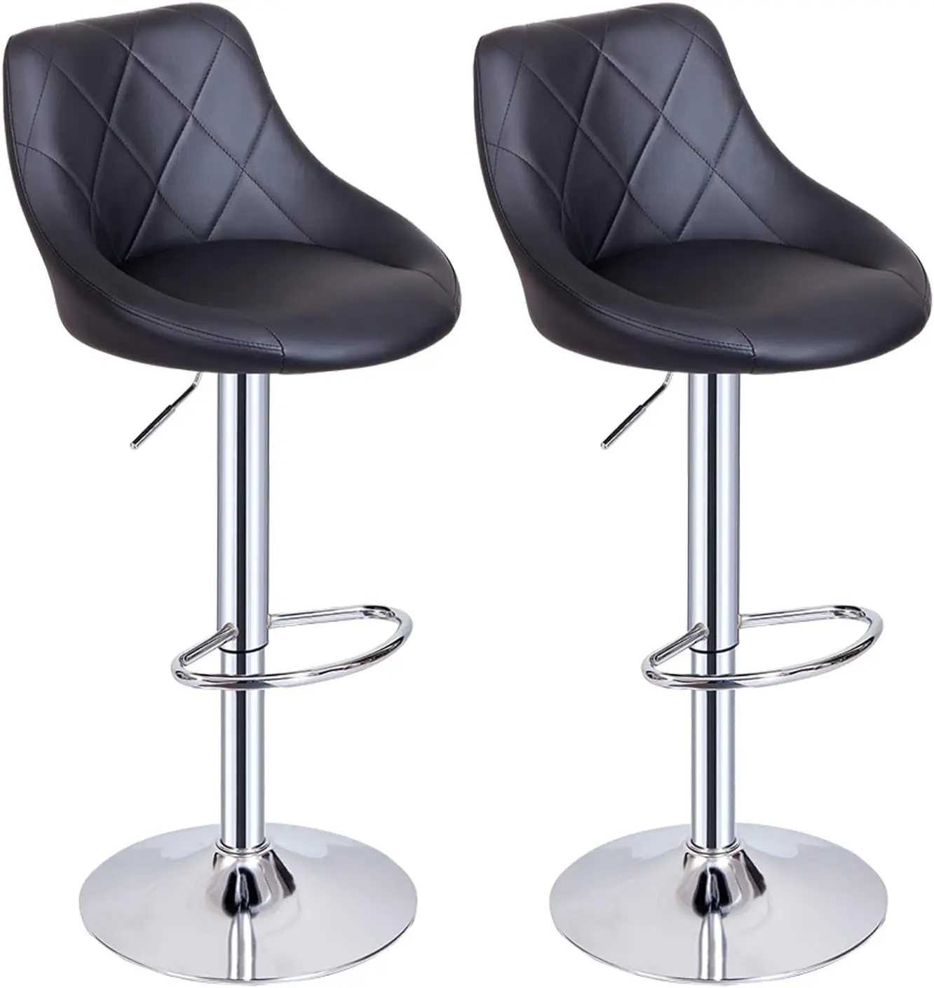 Barhocker 2er Set, höhenverstellbarer Barstuhl, Tresenhocker, Hochstuhl, mit PU-Rezug,