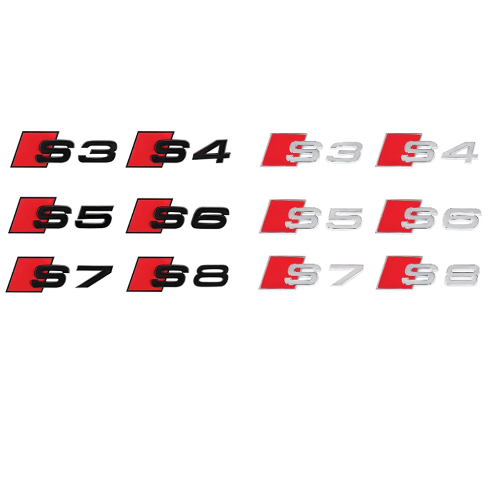 Emblema de letras de plástico ABS 3D, Negro/plateado, S3, S4, S5, S6, S7, S8, pegatina para Audi Serie S, guardabarros, maletero, logotipo trasero,