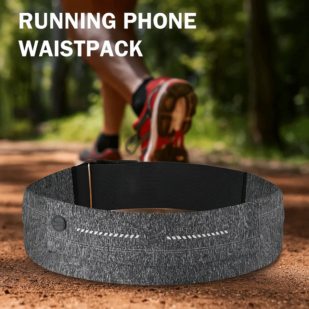 

Ultra-Thin Sport Mobile Waist Bag Close Fitting Night Reflection Running Waist Bag Large Capacity Breathable Sports Phone Bag