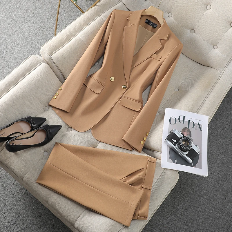 ZJYT Korean Style Fashion Blazer Set Ladies Office Work Wear Autumn 2024 Long Sleeve Jacket Pant Sets 2 Piece Outfits Elegant