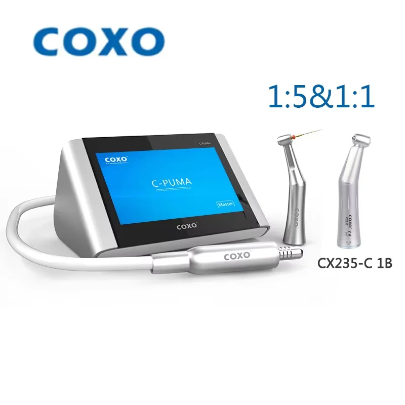 COXO C-Puma Master Electric Motor With 1:5 & 1：1 Contra Angle Full Touch  Micromotor Minimally Invasive Repair Dentistry Tool