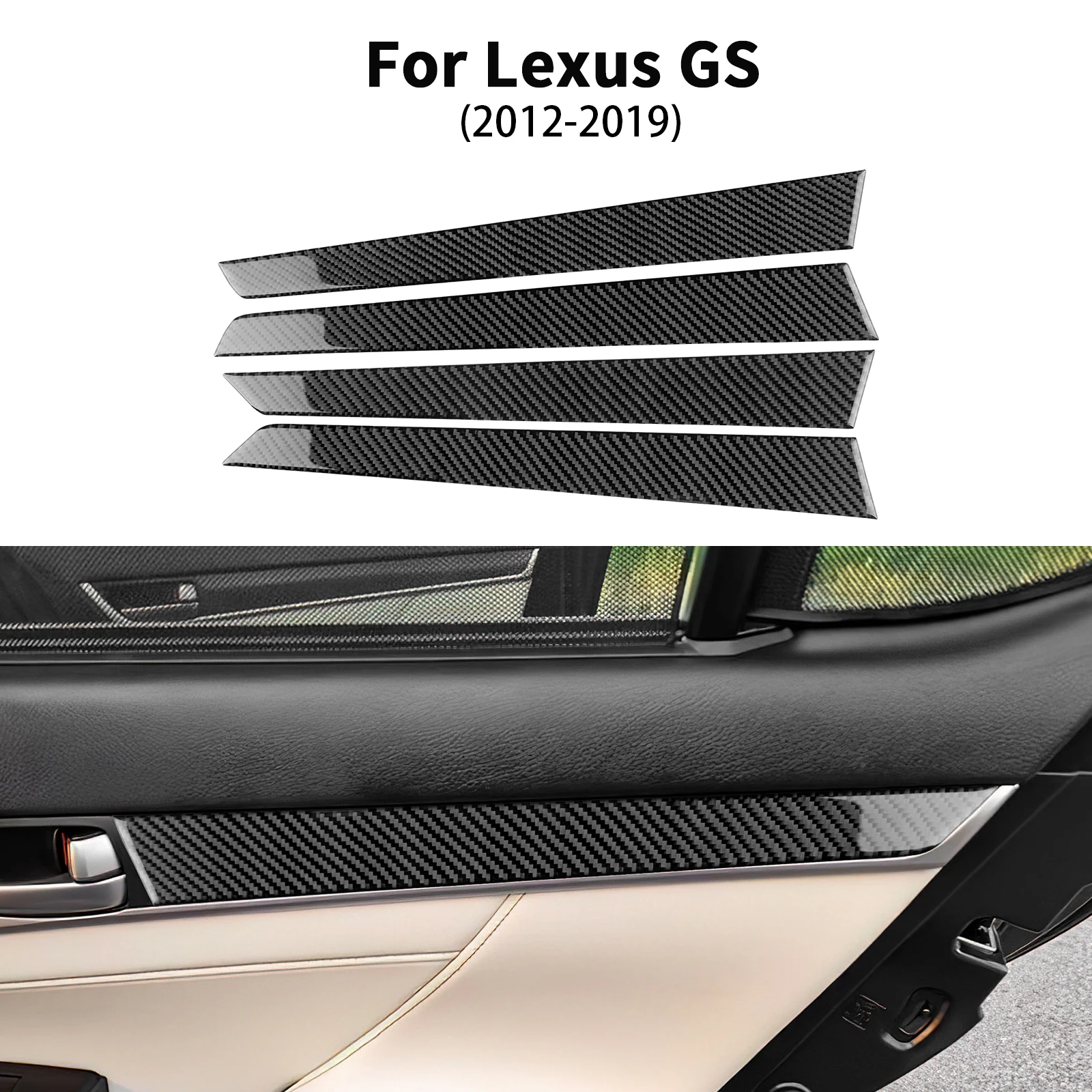 

Carbon Fiber Auto Door Panel Protector Decoration Strips For Lexus GS GS250 GS350 L10 2012-2019 Car Sticker Interior Accessories