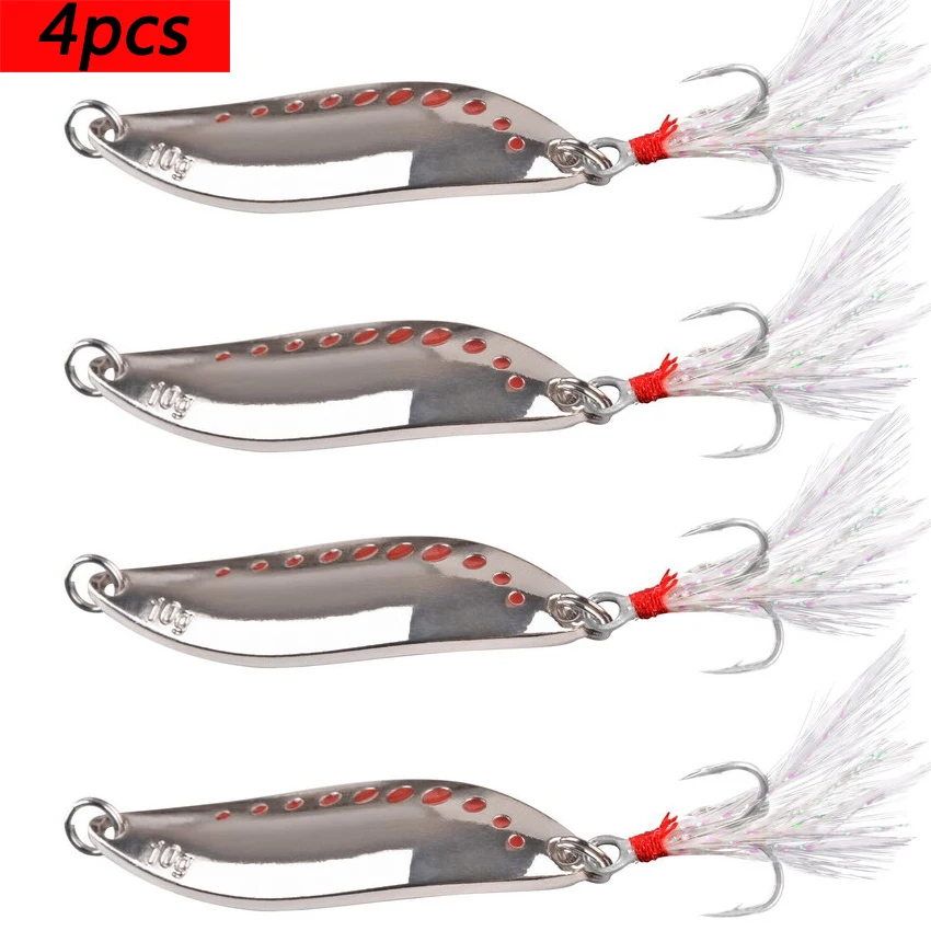 4pcs/lot 2.5/3.5/5/7.5/10/15/20/25g Gold Silver Metal VIB Lures Hook Spoon Lure Fishing Bait Bass Artificial Leaf Hard Baits