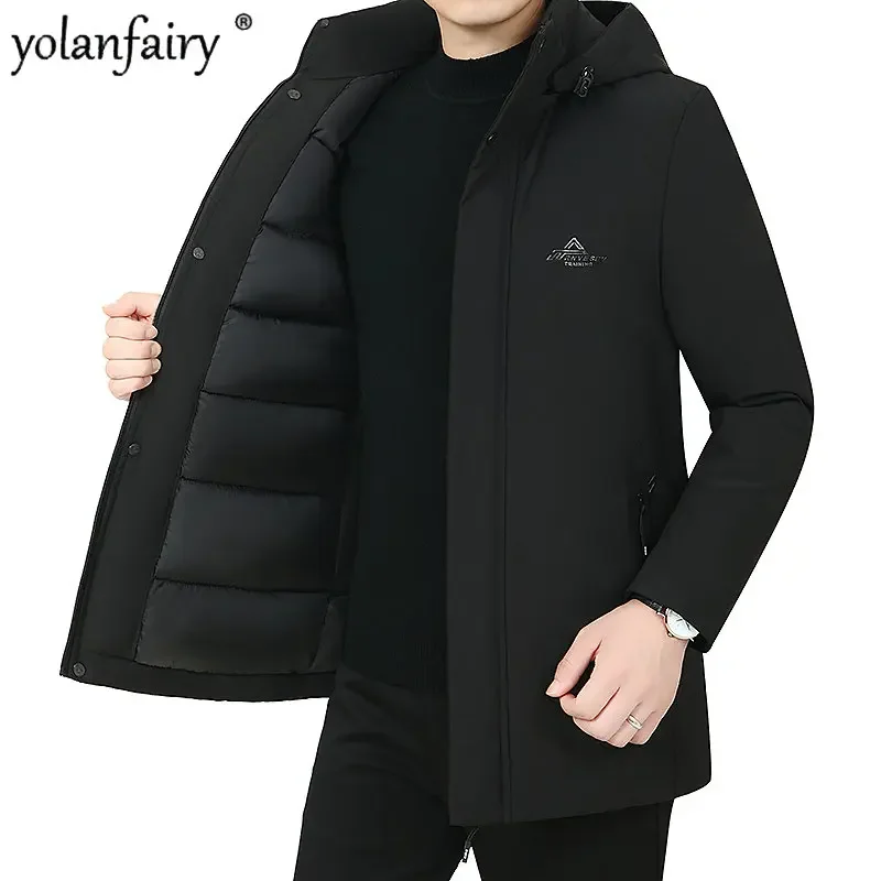 2023 New Winter Mens Jacket Thick Silk-like Cotton Coat Medium Long Winter Men's Coat Large Size Men's Parka мужская куртка зима