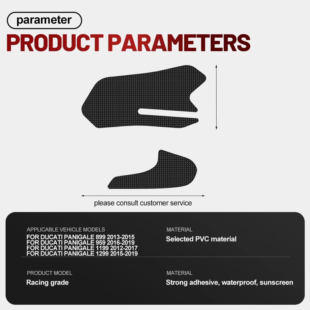 Fit For Ducati Panigale 1299 2015-2019 Silicone Anti-Slip Tank Traction Pad Side Grip Sticker Set