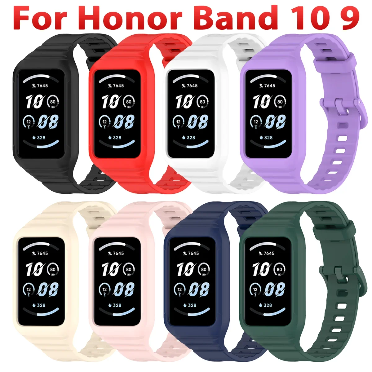 Silicone Strap Case For Honor Band 10 9  Smart Watch Bracelet Screen Protector Frame Sport Bumper Shell Watchband