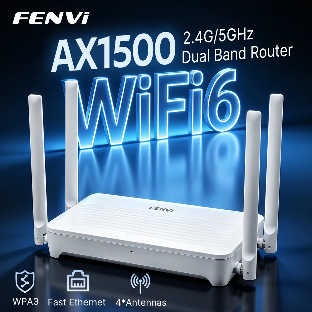 

FENVI AX1500 WiFi 6 Router 5Ghz Gigabit Wireless Repeater 1500Mbps Dual Band 2.4GHz/5GHz Wi-Fi Extender Signal Booster Amplifier