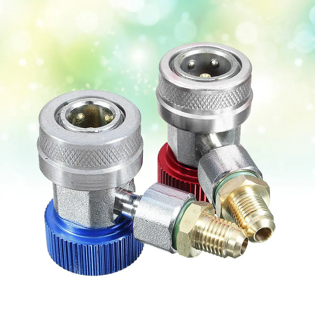 2Pcs Ac Coupler Connector for Conditioning System Refrigerant Charging Hose Snap Lock Lightweight Easy Install High