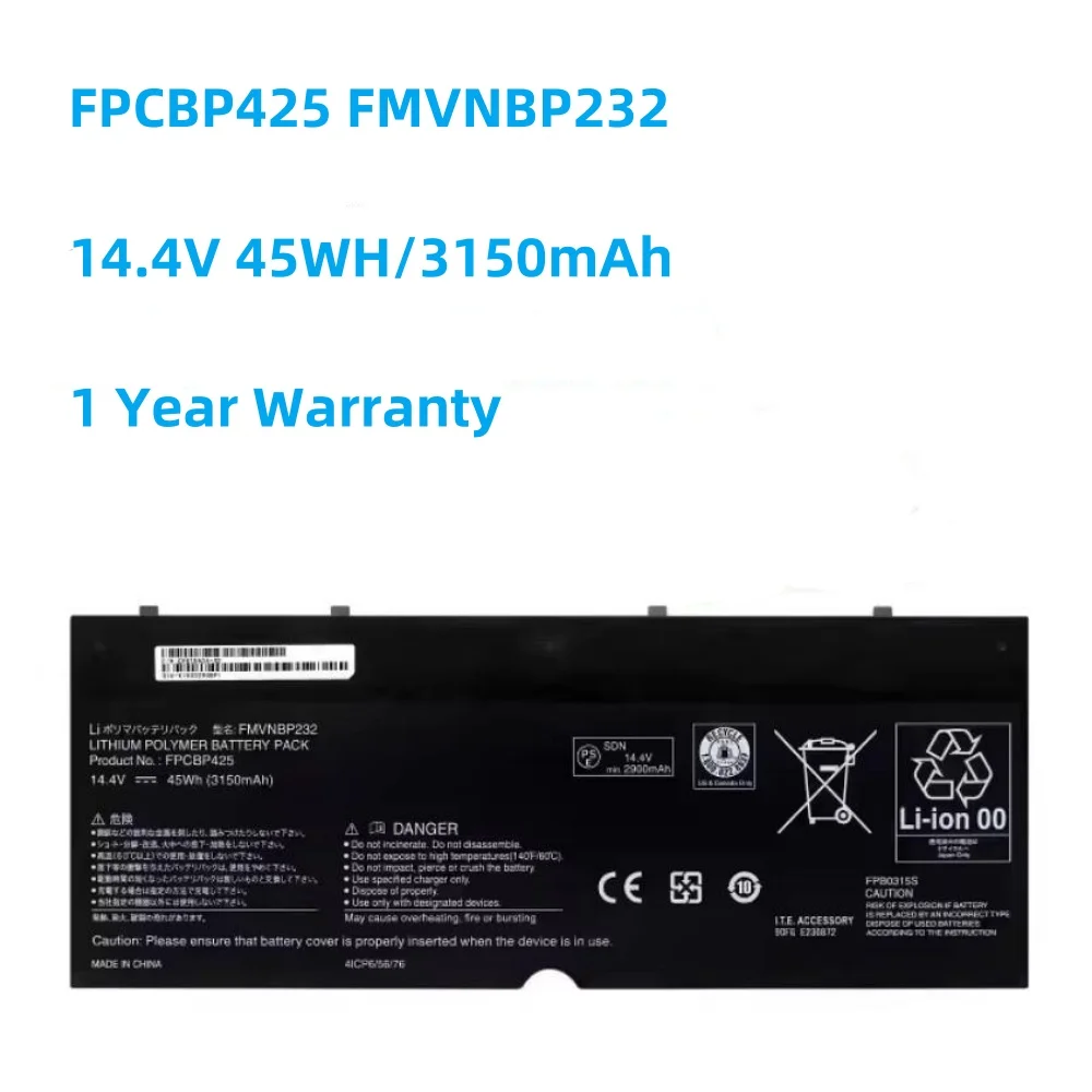 

FPCBP425 FMVNBP232 14.4V 45WH Laptop Battery For Fujitsu Lifebook U745 T935 T936 T904 T904U Series