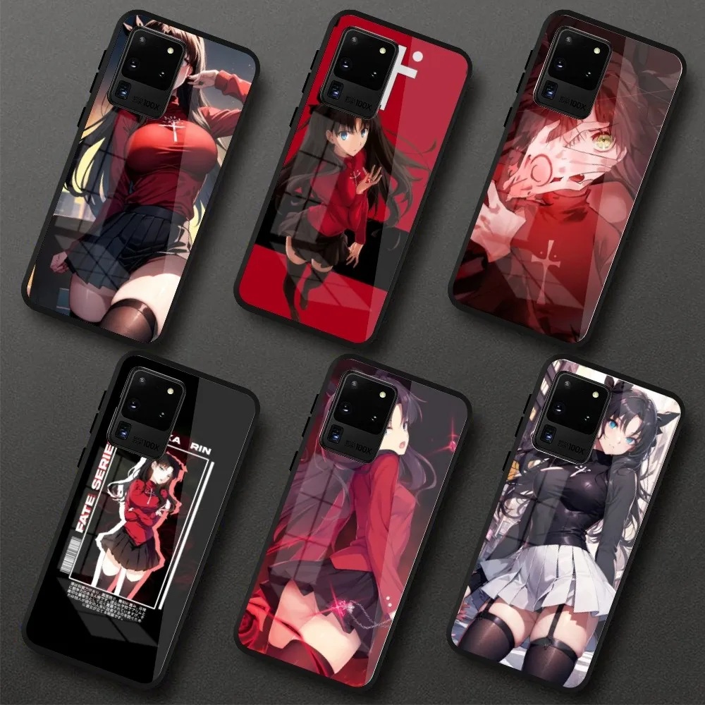 Fate Night Rin Tohsaka Cell Phone Case for Samung S23 S22 S21 Pro Ultra A13 A33 A53 NOTE 20 PC Glass Phone Cover Funda