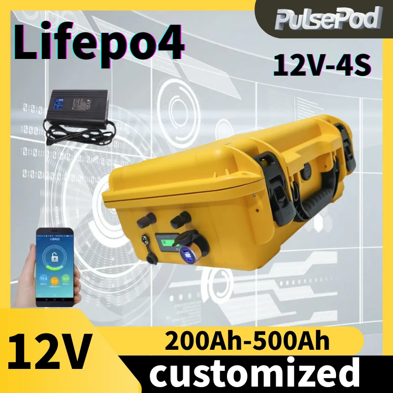 

PulsePod 12V 500Ah 300Ah 200Ah 100Ah LiFePO4 Battery Built-in BMS 6000+ Cycles for inverter fishing boat ,trolling motor boat