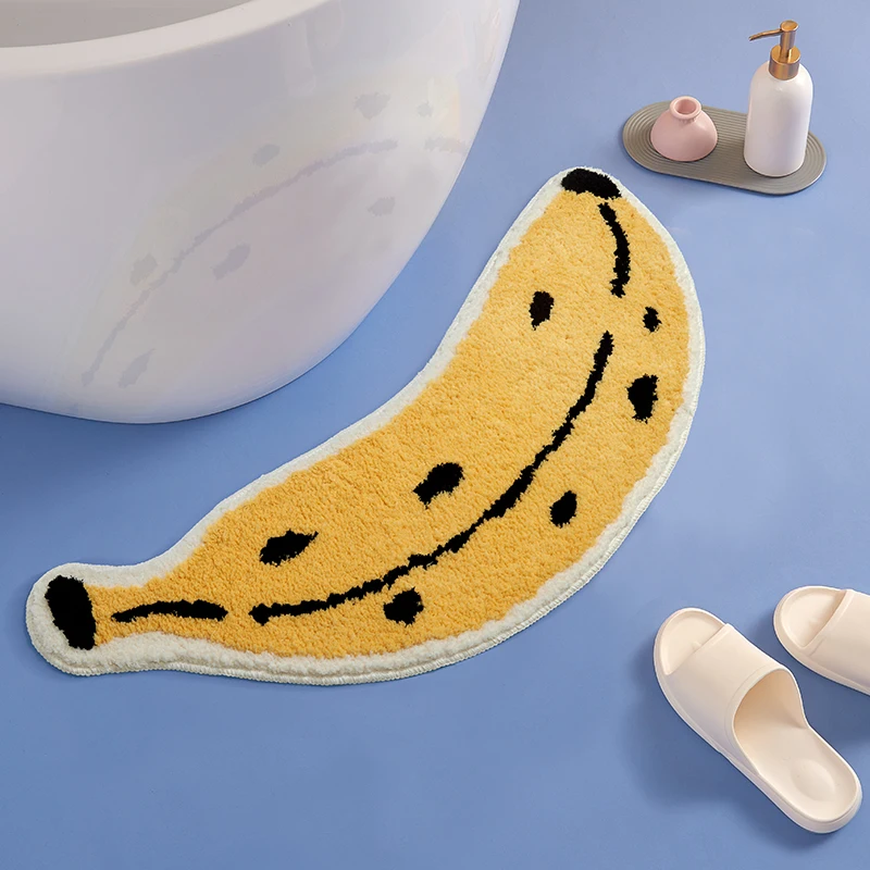 Imagem -04 - Fruit Banheiro Mat Soft Fluffy Banana Anti Slip Bathmat Bed Room Floor Foot Pad Kids Room Nursery Decorative Home Decor