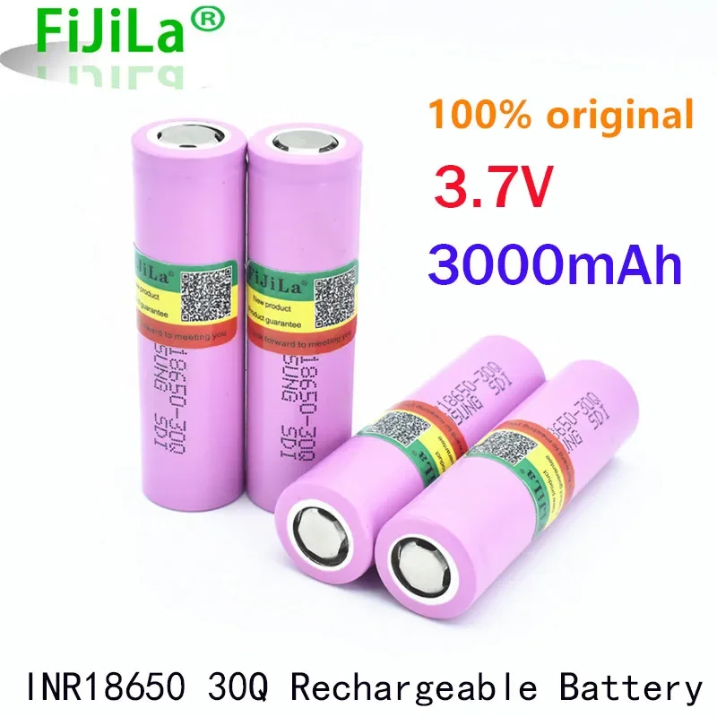 Batterie Lithium-ion Rechargeable INR 100%, 18650, 3.7V, 3000mAh, 30q, Courant Plus Important 30a, Décharge Haute Puissance,