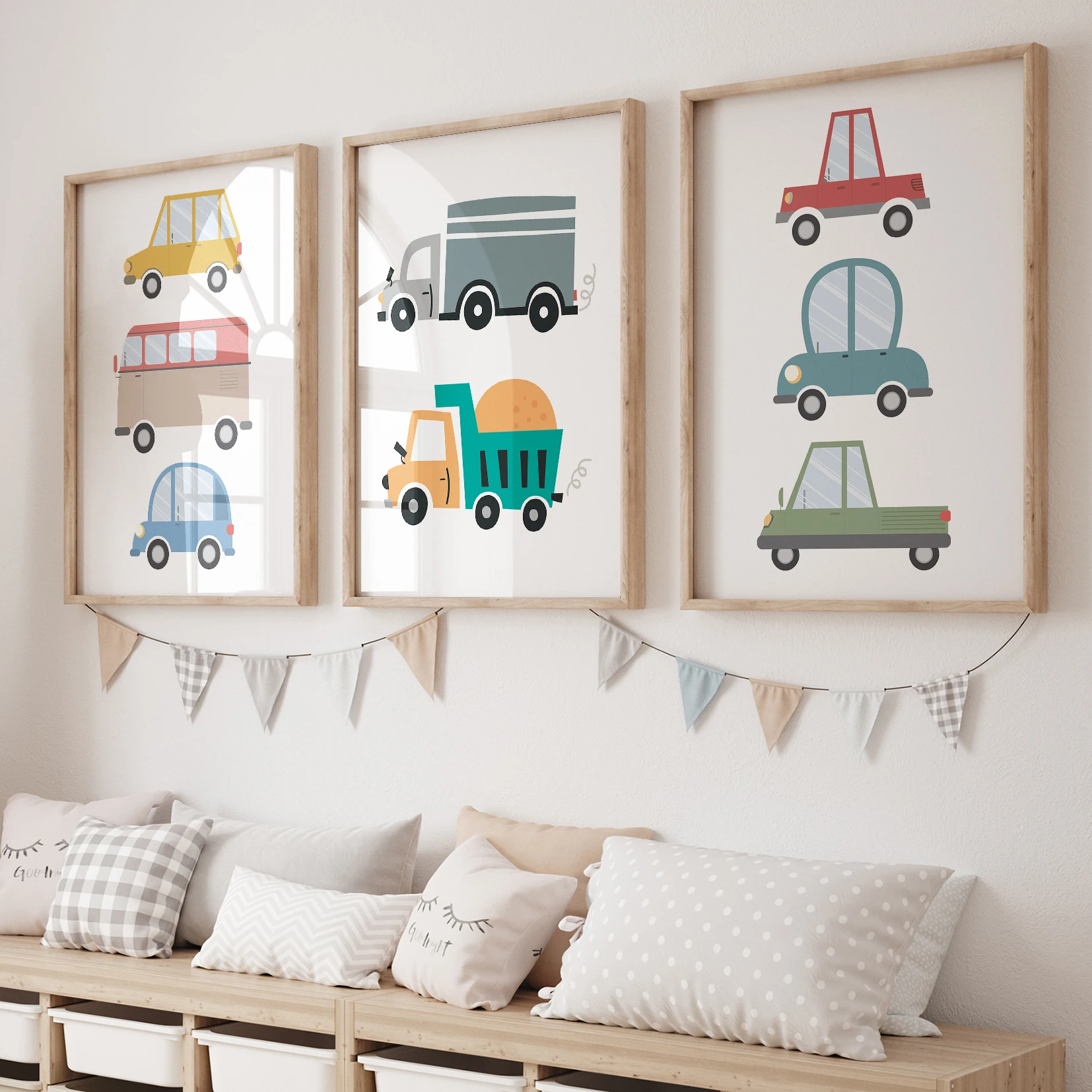 3 stücke Cartoon Kinder Transport Fahrzeuge Auto Wand Kunstdrucke Leinwand Malerei Poster Bild Für Wohnzimmer Wohnkultur