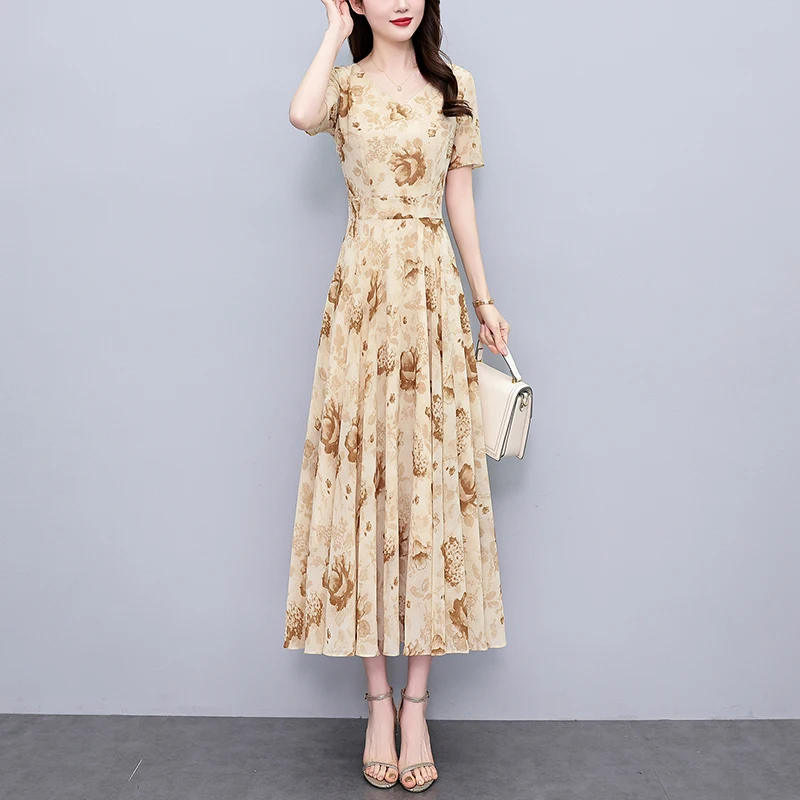 2025 الصيف الشيفون الأزهار بوهو فستان الشاطئ المرأة خمر فاخر أنيق حفلة فستان طويل عادية شيك حفلة موسيقية Bodycon ميدي Vestidos