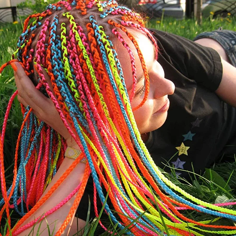 20pcs Mix Colorful Hair Braids Rope Strands for African Braid Girl DIY Ponytail Hair Ribbons Women Styling Hair Accessories