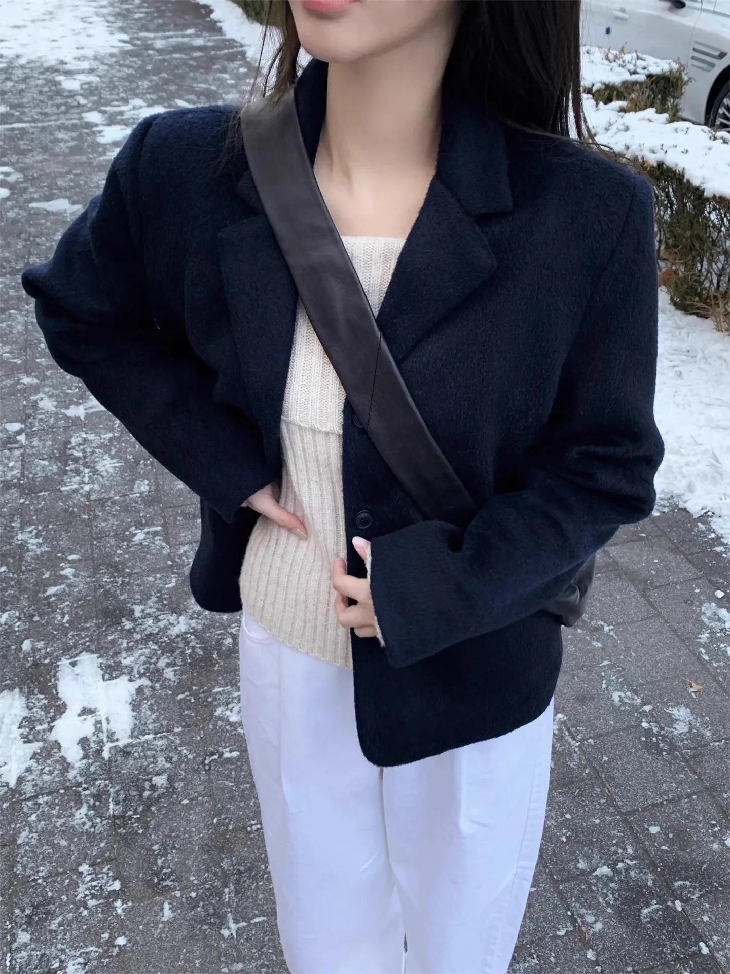 

Gagarich усовершенствованный костюм с воротником, однотонный универсальный пиджак, женский осенне-зимний свободный повседневный шерстяной топ с французским темпераментом