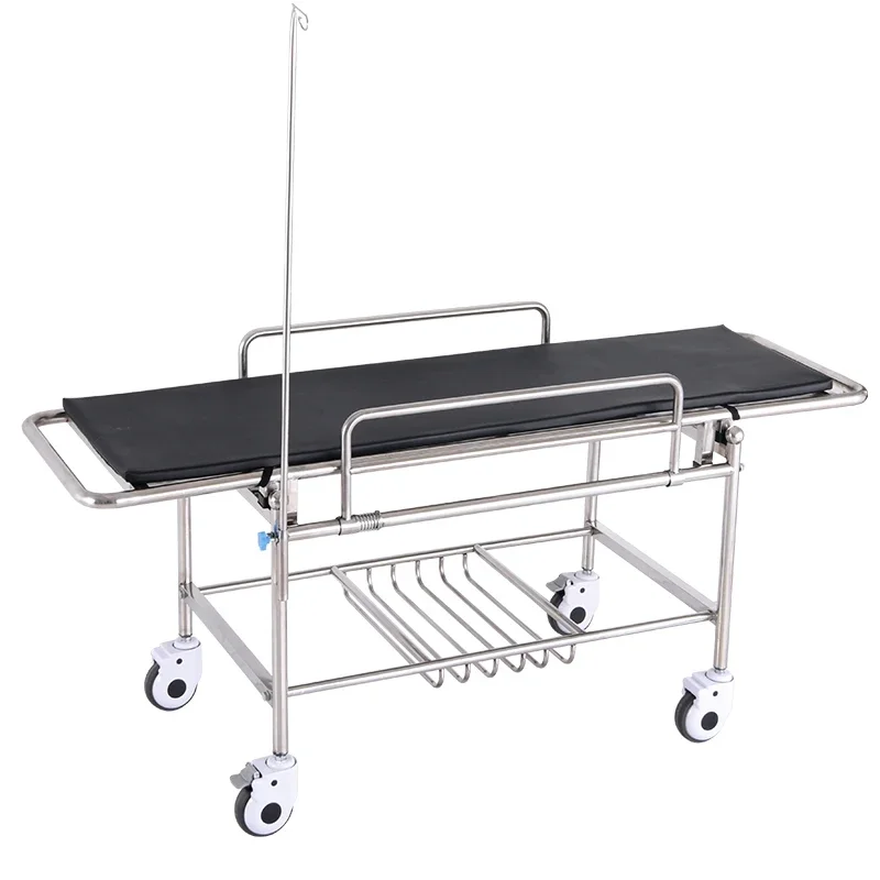 

Stainless steel stretcher car, urgent stretcher bed, four-wheel cart, transfer flat car