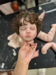 19inches Reborn Doll Kit Popular Loulou with Rooted Curly Hair and Eyelashes 3D Painted Skin Tone with Visible Veins Bebe Reborn