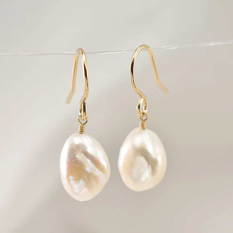 Natural Baroque Pearl Earrings 14K Gold Filled Drop Earrings Handmade Fine Jewelry Boho Oorbellen Brinco Vintage Women Earrings