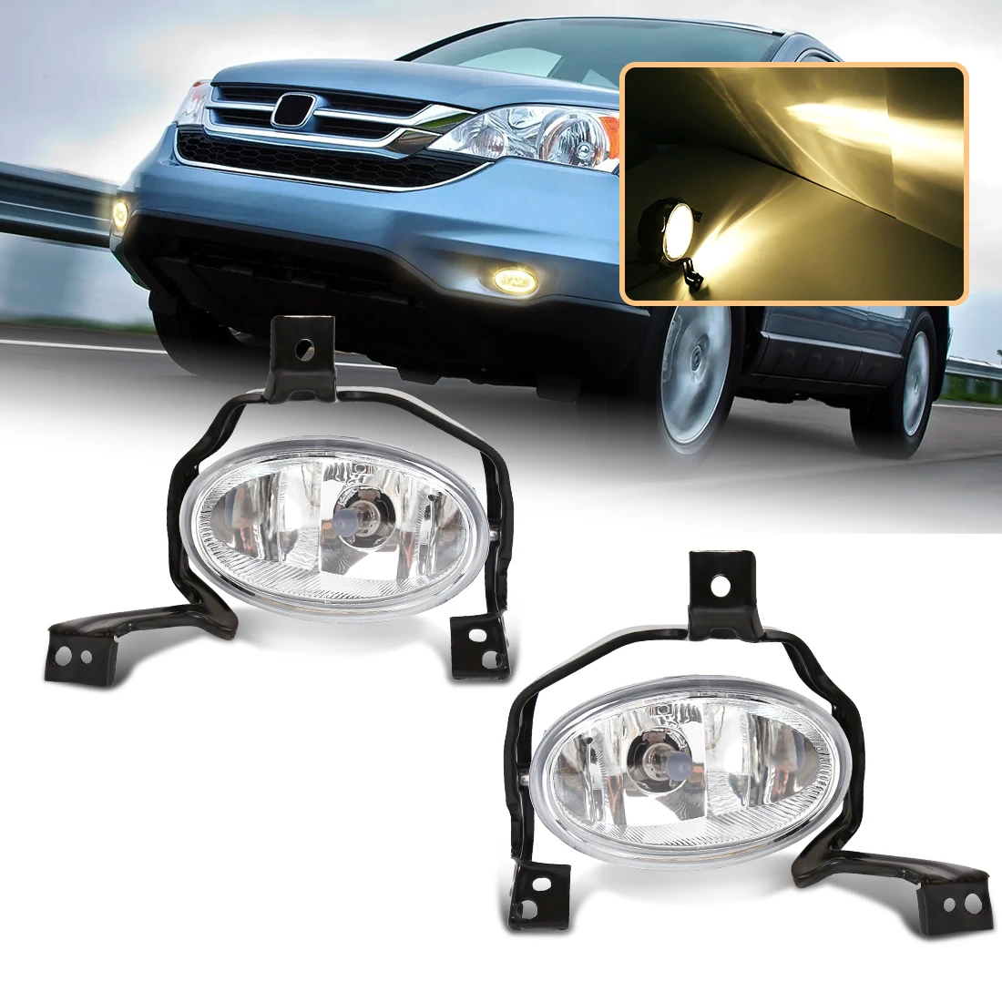 

1 Pair Car Fog Lamp Assembly For Honda CRV RE1 RE2 RE4 2010 2011 Halogen Bulb Front Bumper Headlight Foglight Accessories 12V