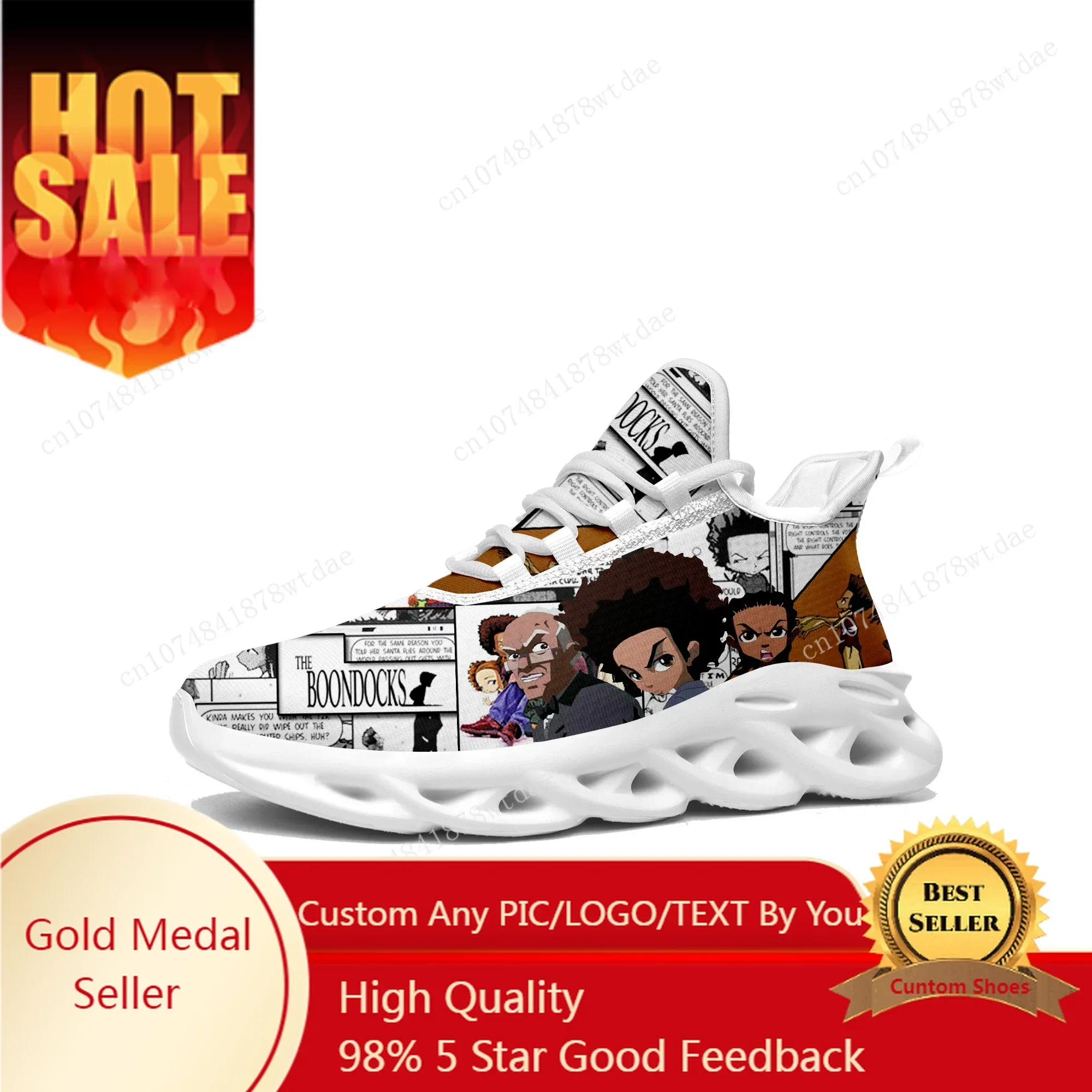 

Boondocks Huey Riley Freeman Flats Sneakers Mens Womens Teenager Sports Running Shoes High Quality Custom Lace Up Mesh Footwear