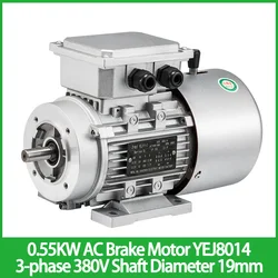 0.55KW 550W AC Brake Motor YEJ8014 Three-phase 380V Asynchronous Motor Shaft Diameter 19mm B34 Horizontal