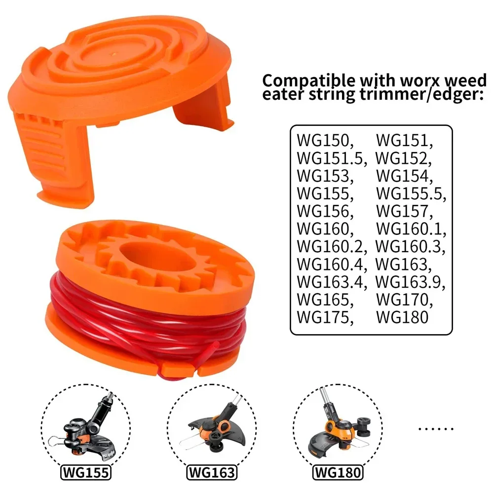 Катушка триммера для Worx WG154 WG163 WG180 WG175 WG155 WG151/WG160, беспроводной триммер для травы, лезвие, резак, триммер для газона, замена