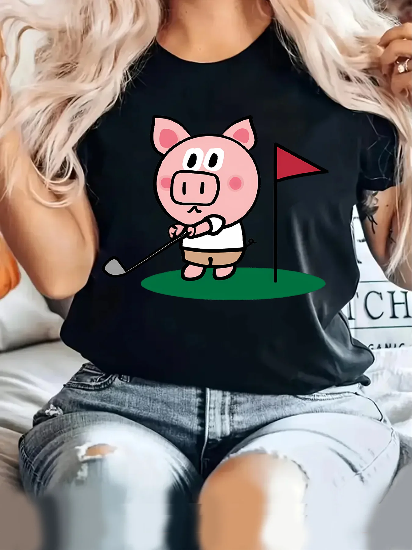 

2025 Новая рубашка унисекс с буквенным узором и принтом в уличной моде, с короткими рукавами из чистого хлопка, с круглым вырезом и короткими рукавами