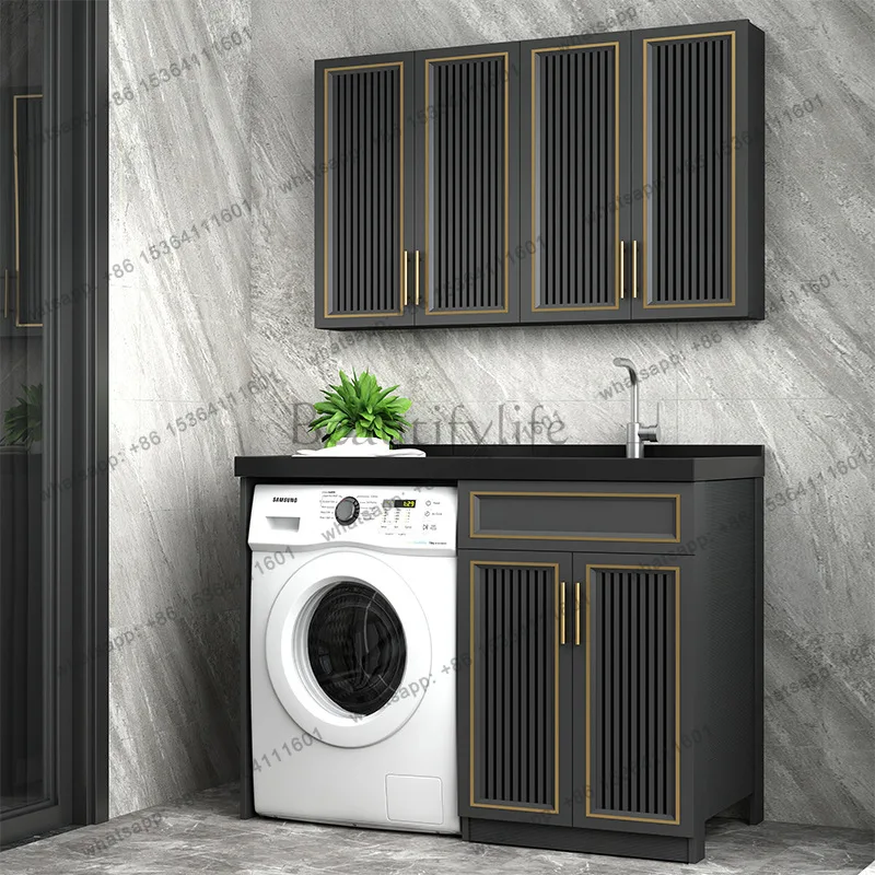 2026 light luxury balcony washing machine cabinet new with rubbing clothes pool board