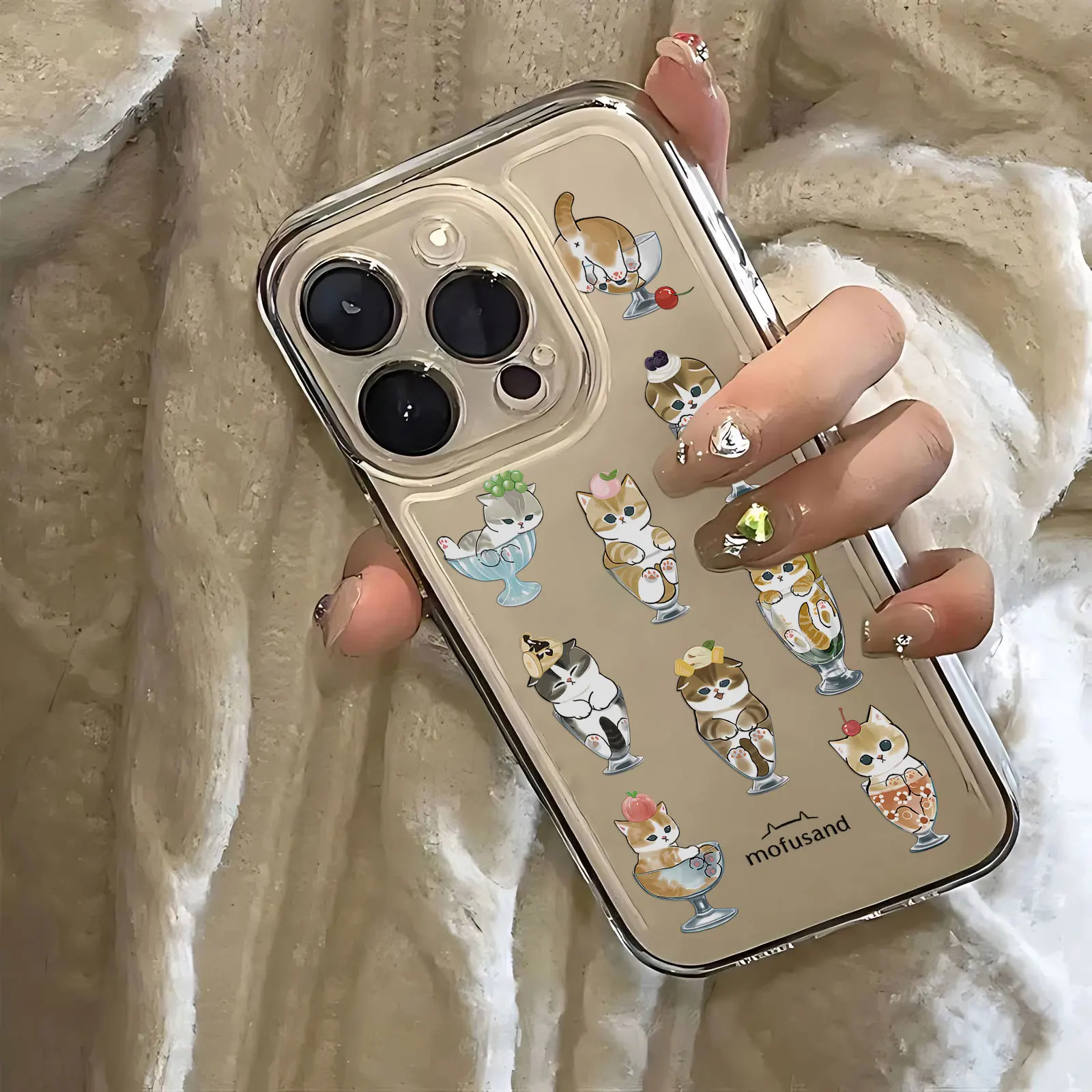 Cute M-Mofusands cat Phone Case For iPhone 16 15 14 13 12 11 Mini Pro Max X XR XSMax 6S 6 7 8 Plus SE20 Transparent Cover image 6