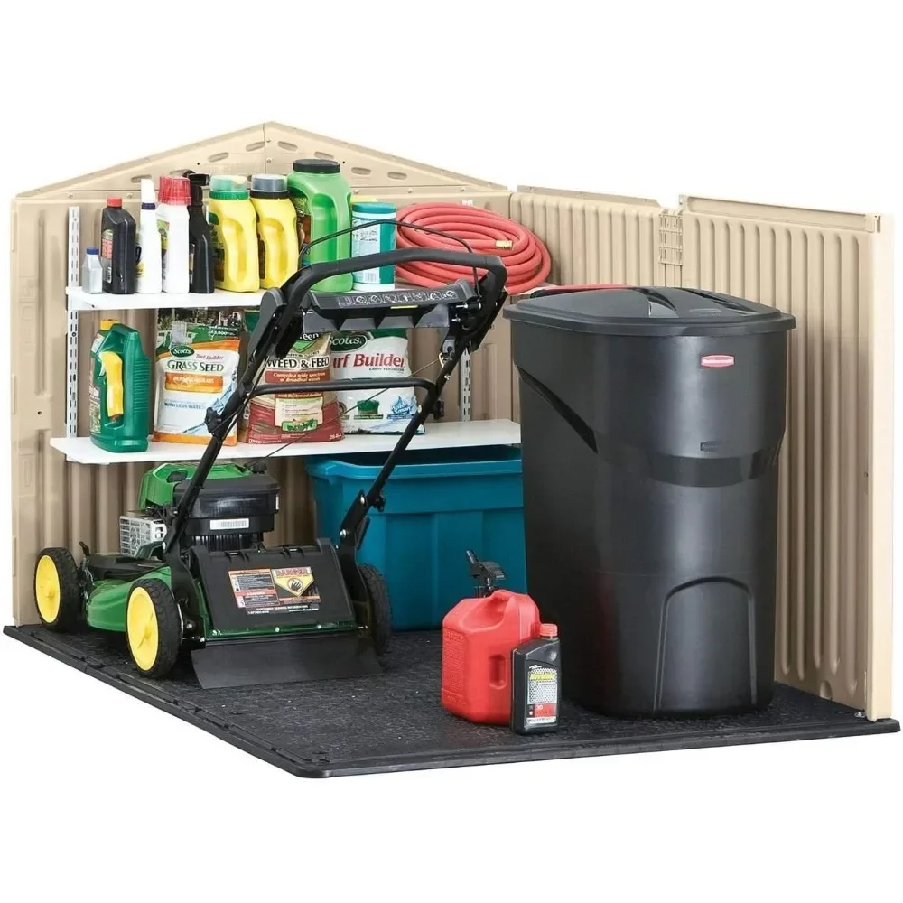 

Низкопрофильный пластиковый навес для хранения на открытом воздухе с выдвижной крышкой и уникальным механизмом блокировки болтов-тростикой и конструкцией с двойными стенками