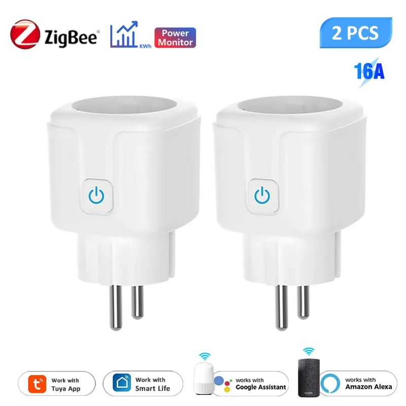 Tuya Smart Plug Zigbee EU 16A Smart Socket With Power Monitor Timing Function Voice Control Works Whith Alexa Google Home Alice