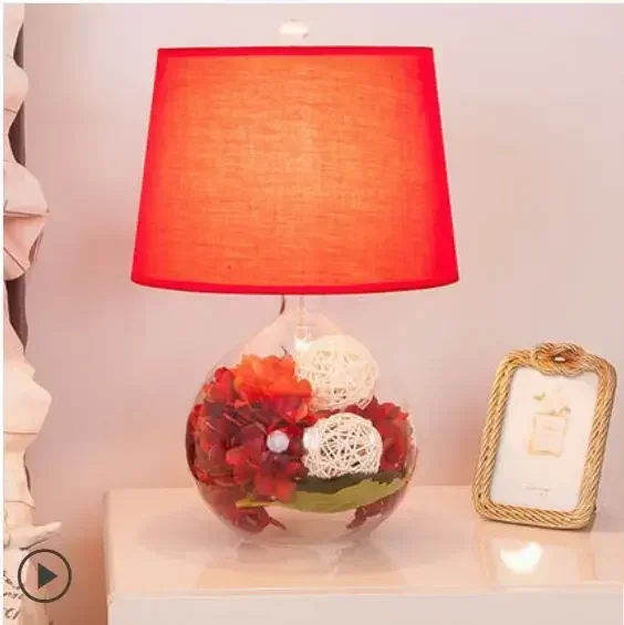 

pastoral warm romantic Nordic creative glass table lamp bedroom bedside lamp modern minimalist lamp