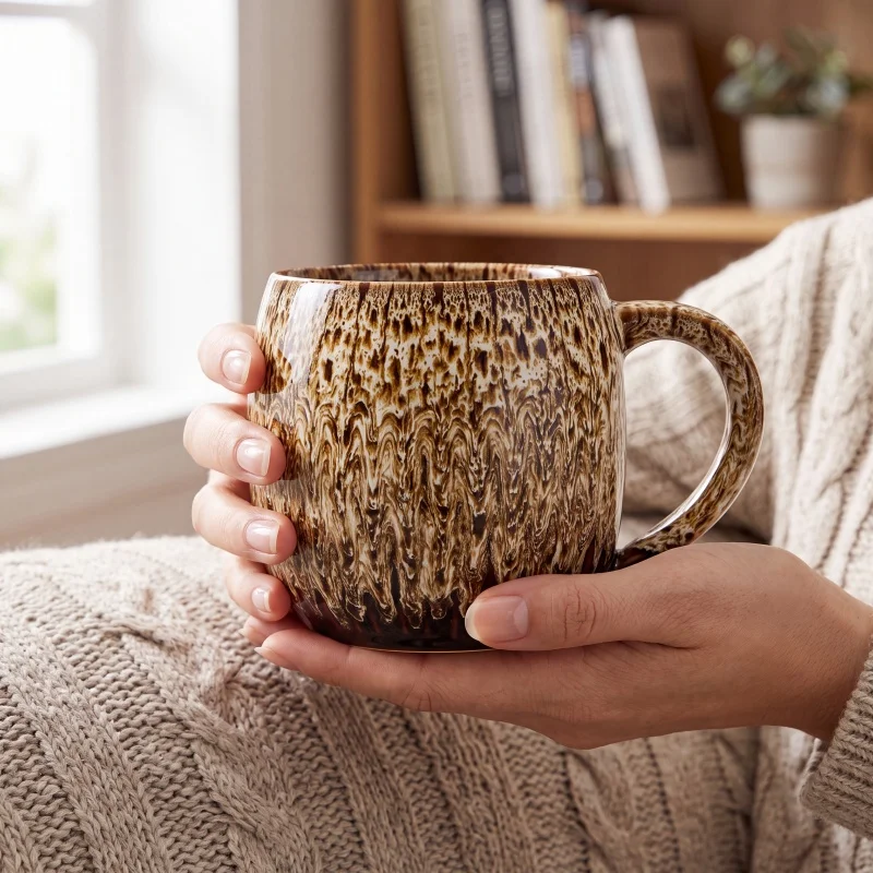 20oz Large Coffee Mug - Unique Handcrafted Look Ceramic Cup, Large Tea Mug, Microwave & Dishwasher Safe (red)