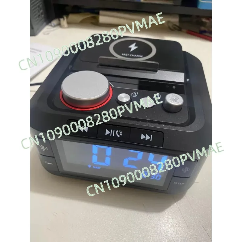 Multifunctional Wireless Charger - Bluetooth Speaker Alarm Clock FM Radio, must be plugged in for use