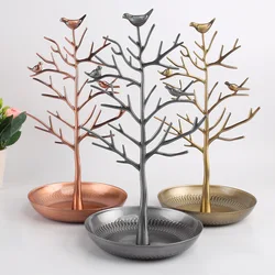 Creative Metal Bird Tree Design Jewelry Display Stand Earring Ring Bracelet Necklace Storage Rack Desktop Organizer Counter Prop