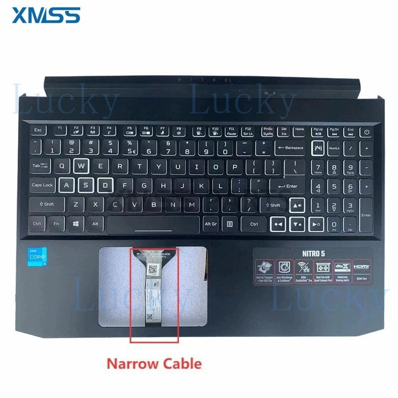 

f Used Palmrest Keyboard For Acer Nitro5 AN515- 44 AN515-55 56 57 (Narrow Cable)