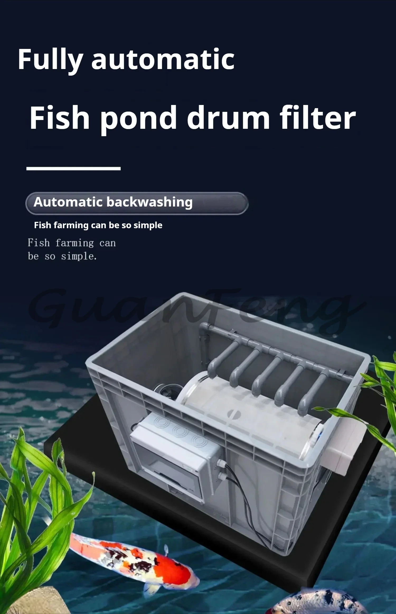 Drum Microfiltration Machine Automatic Backwashing Koi Pond Filtration Circulation Equipment Waste Water Treatment System