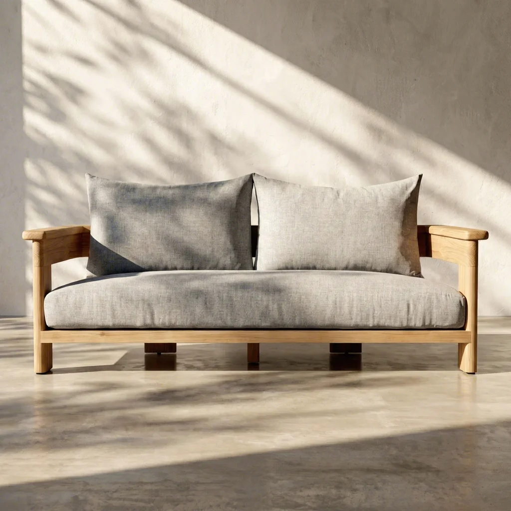 Modern Outdoor Sofa Set Wooden Garden Couch With Armrests