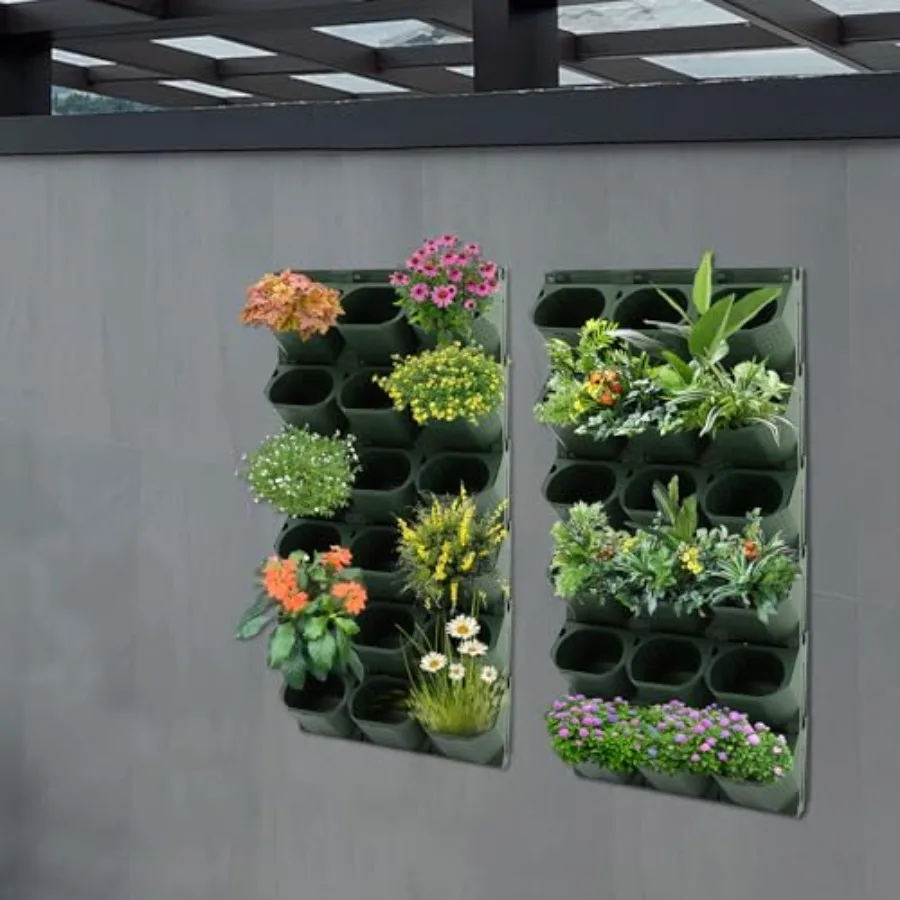 36-Slot Self-Watering Wall Planter For Indoor/Outdoor Use, Military Green Pp Plastic, 12-Piece Set With Built-In 10.56 Fl Oz Re view 3