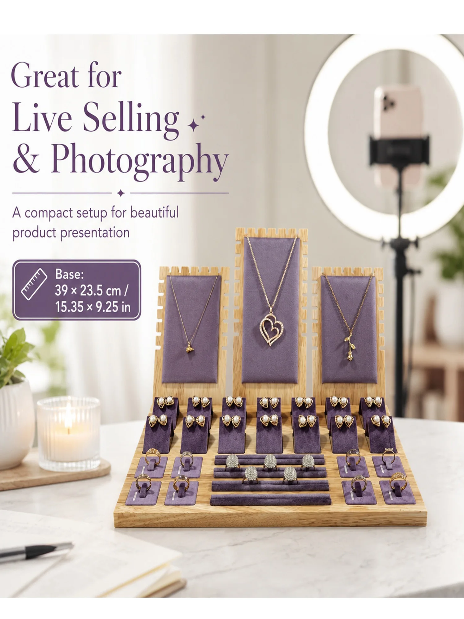 Solid wood necklace stand fashionable jewelry display stand pendant bracket jewelry display prop set