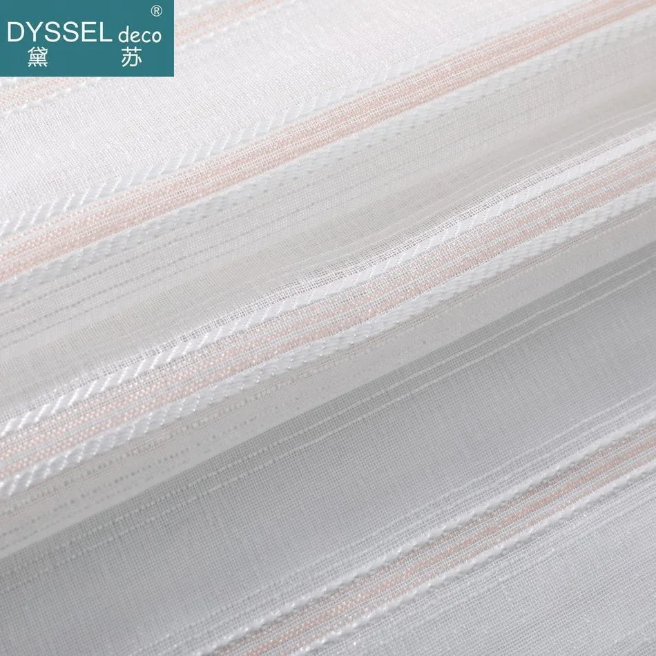 Dyssel Deco Modern Linen Offwhite Striped Snow Sheer Tulle European Style Home Window Curtains For Kitchen Living Room Bedroom