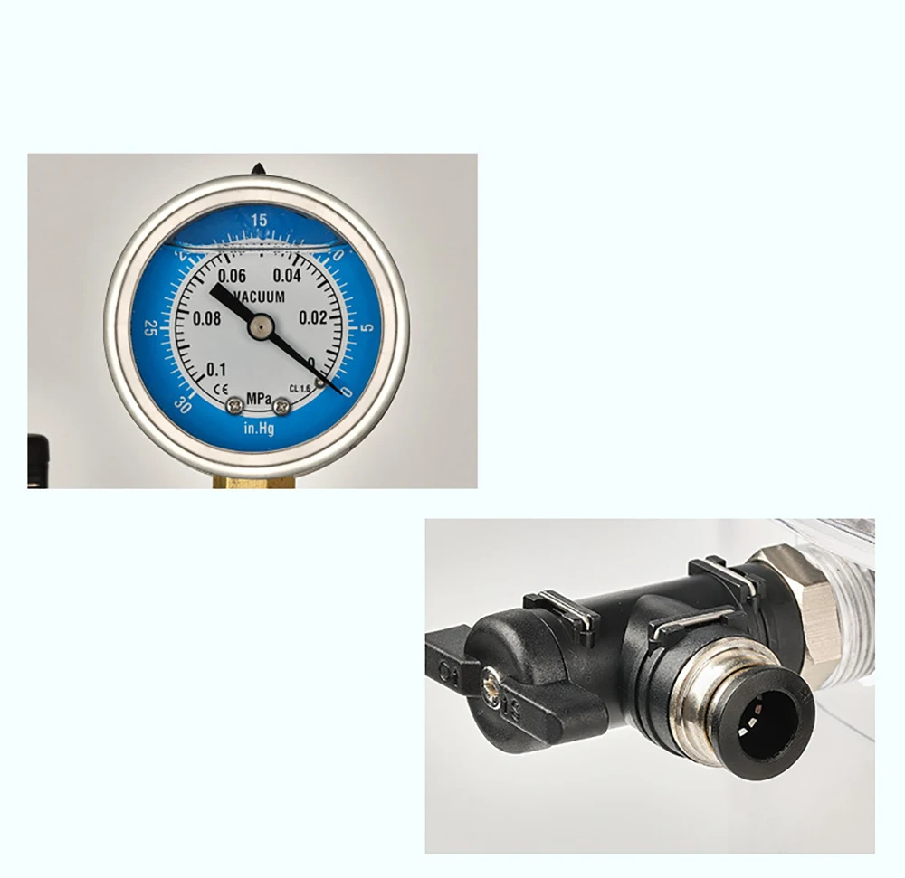 Laboratory Plastic Vacuum Dryer Transparent Vacuum Drying Vessel Polycarbonate Storage Tank Ball Valve Pressure Gauge 150MM