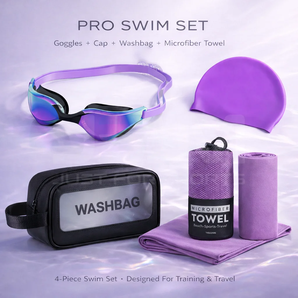 JSJM Professionelles Schwimmbrillen-Geschenkset mit Schwimmkappe, Waschbeutel, Mikrofaserhandtuch, Schwimmset für Erwachsene, beste Geschenkidee – Detail 14