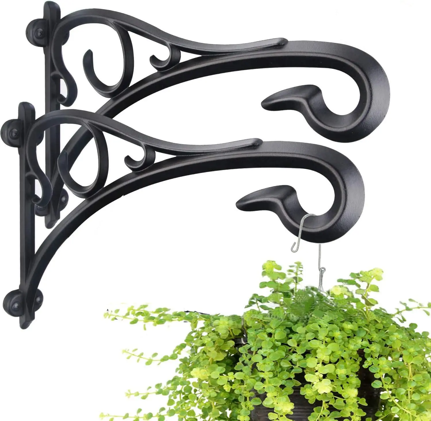 

Кронштейн для подвесных растений, сверхпрочный художественный садовый крюк (13 дюймов/2 шт.), более толстый, прочный, устойчивый к ржавчине, для подвешивания декораций с птицами