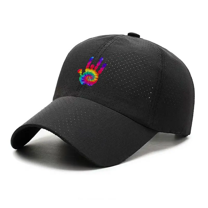 Colorful Abstract Hand Pattern Quick Dry Baseball Cap Adjustable Outdoor Sports Hat for Men and Women